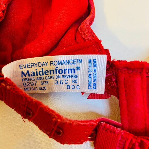 #4605 MAIDEN FORM Red Lace Lightly Padded TShirt Bra SIZE 36C - Picture 2 of 9